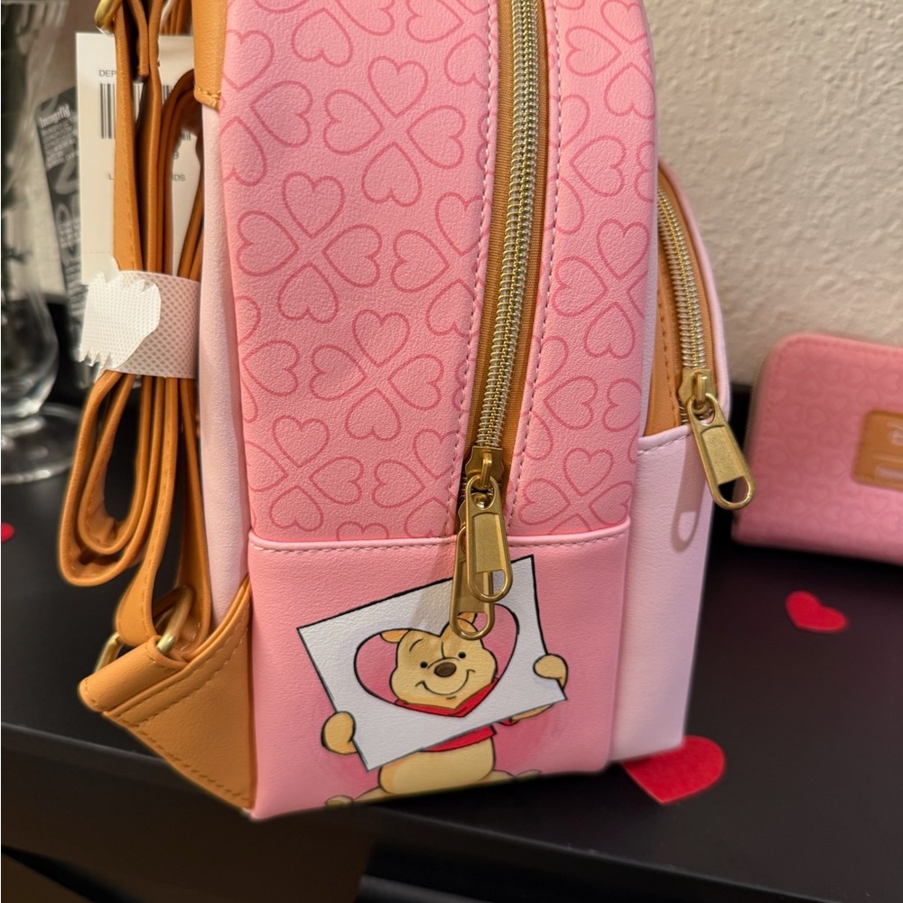 Loungefly Disney Winnie the Pooh Valentine’s Day Hearts Backpack and wallet. - Picture 4 of 8